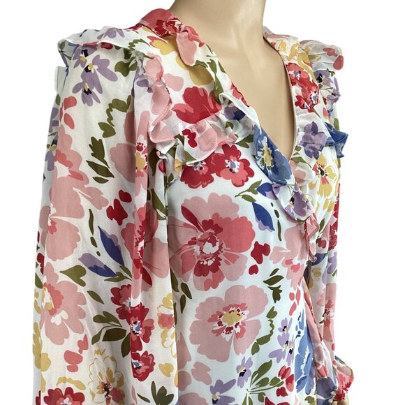 En Saison Womens Dress Size‎ XS Constantia Mini Floral Wrap Puff Long Sleeves - Picture 8 of 10